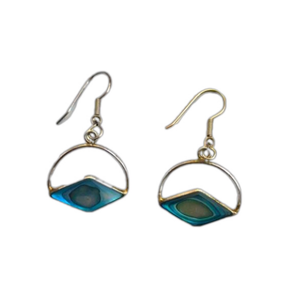 Vintage Alpaca Silver Abalone Shell Earrings Mexico Taxco Southwestern Boho